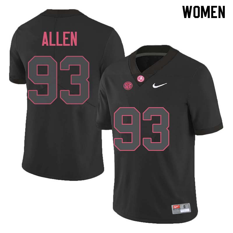 Women #93 Jonathan Allen Alabama Crimson Tide College Football Jerseys Sale-Black